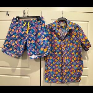 Tipsy Elves Wild Seahorse button down & swim trunk
